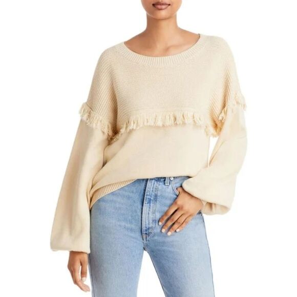 Joie Angelia Fringe Cotton Cashmere Sweater Large NWT - Picture 2 of 11